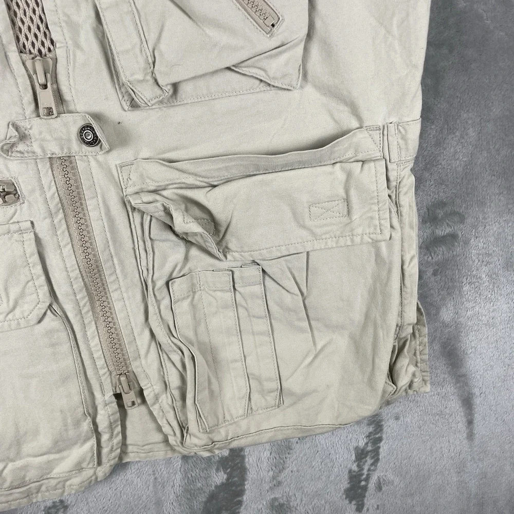 Vintage Banana Republic Safari Vest Mens XS Tan Utility Multi Pocket Fishing 90s